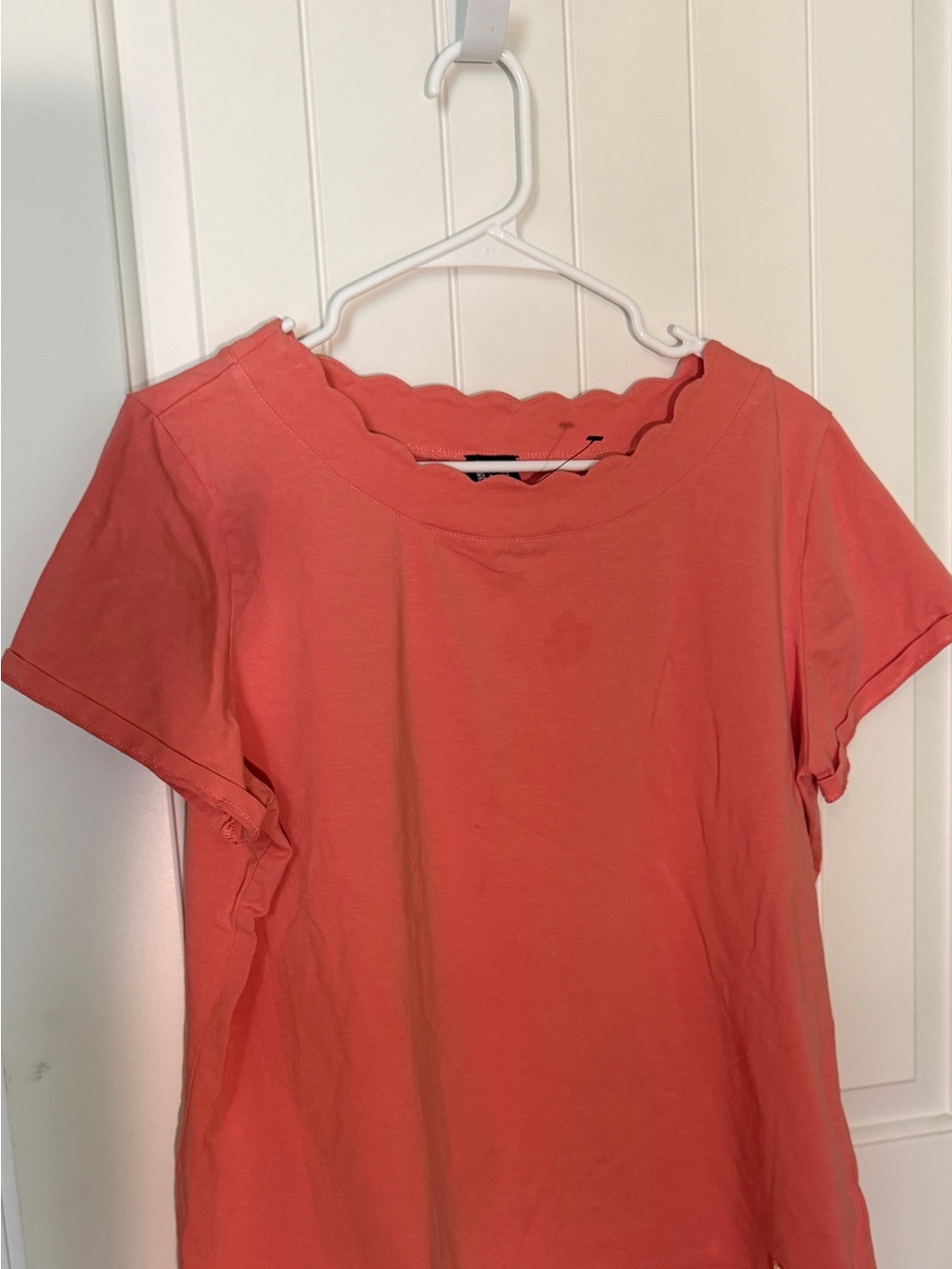 Anne Klein Coral Scallop Neck Short Sleeve Tee